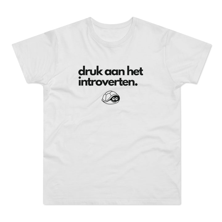 "Druk aan het introverten." T-shirt. Heren - Wit