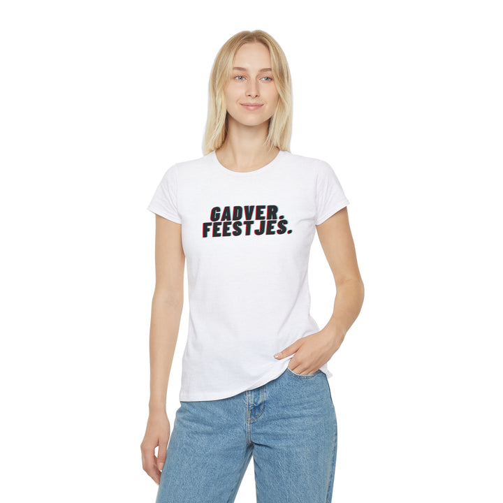"Gadver. Feestjes." T-shirt. Dames - Wit