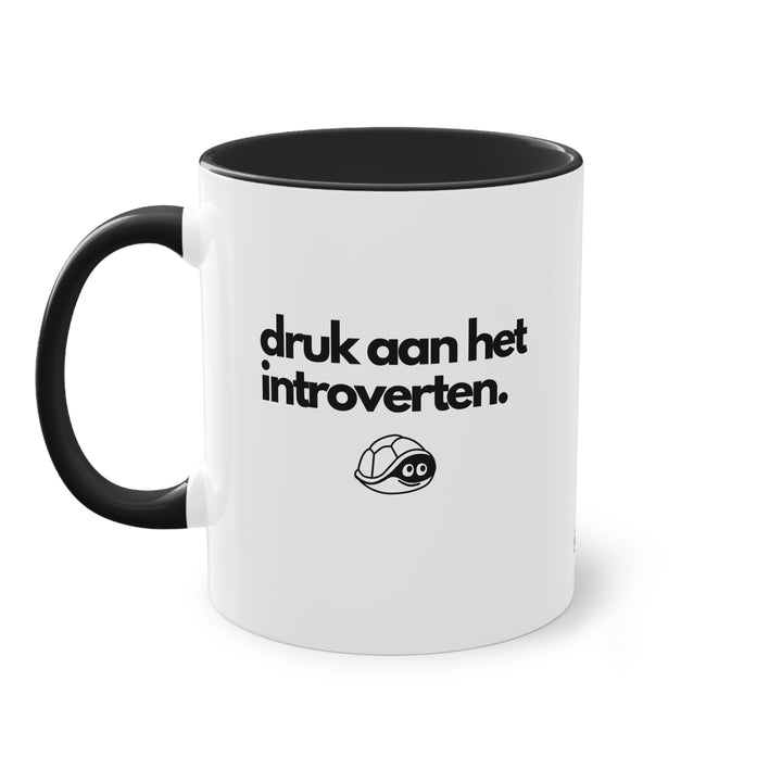 Mok 2-kleurig - Druk aan het introverten.